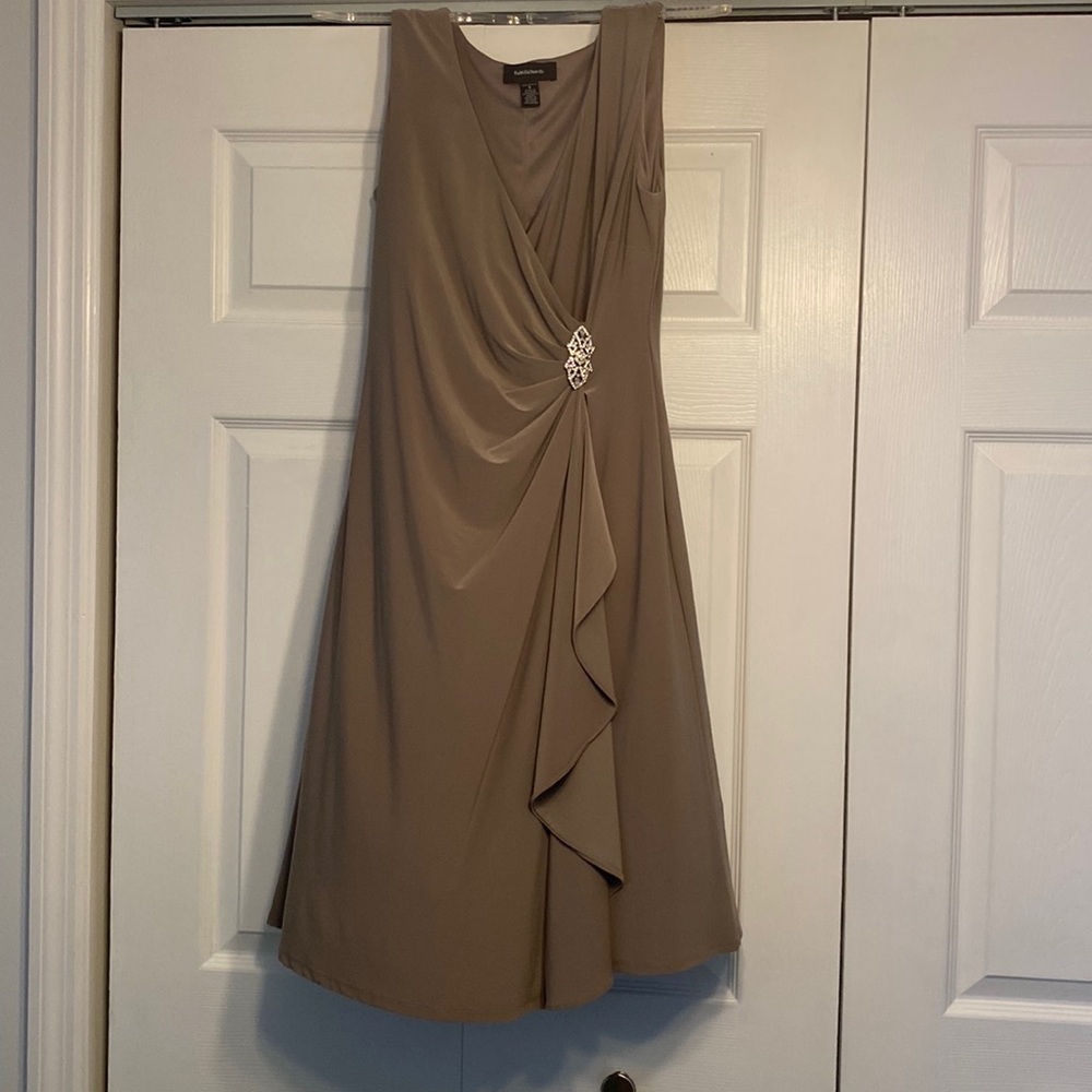 Taupe summer dress with jewel detail